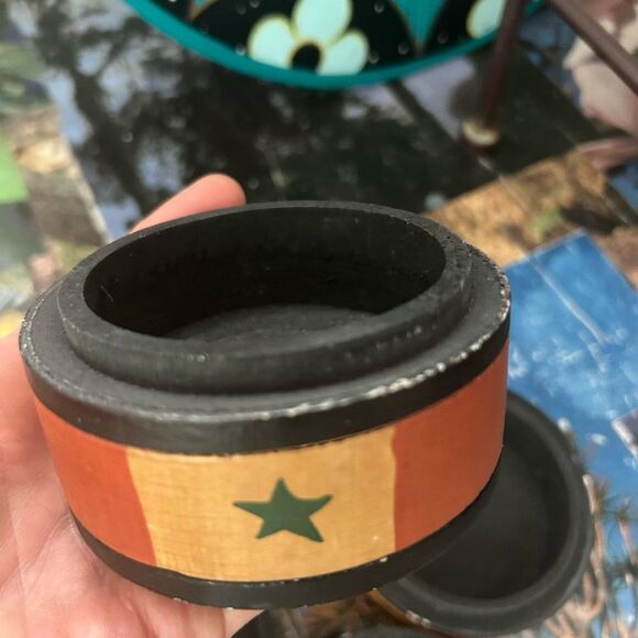 2 Vintage Celestial Trinket Box Wood Carved SUN & Moon Jewellery Holder 3.5" - Picture 12 of 16